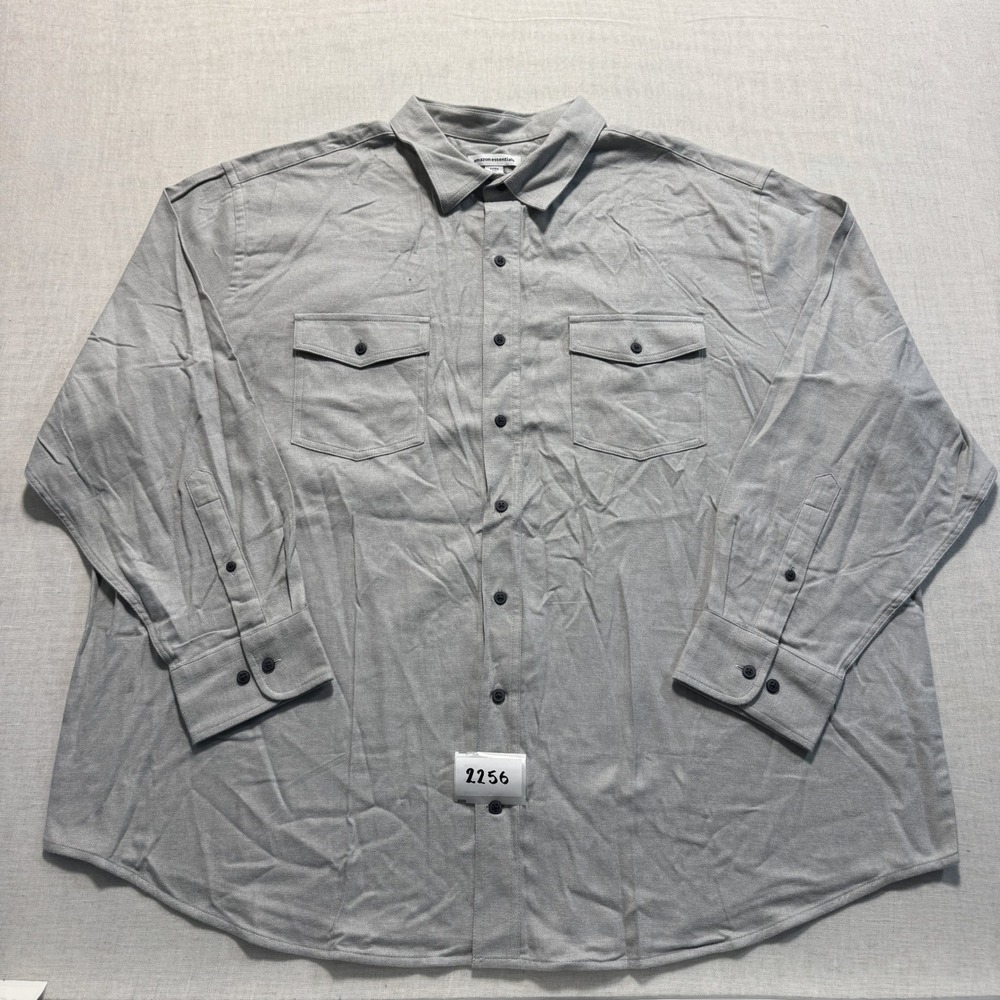 Amazon Essentials Flannel Shirt Mens 2XL Gray  New without Tags
